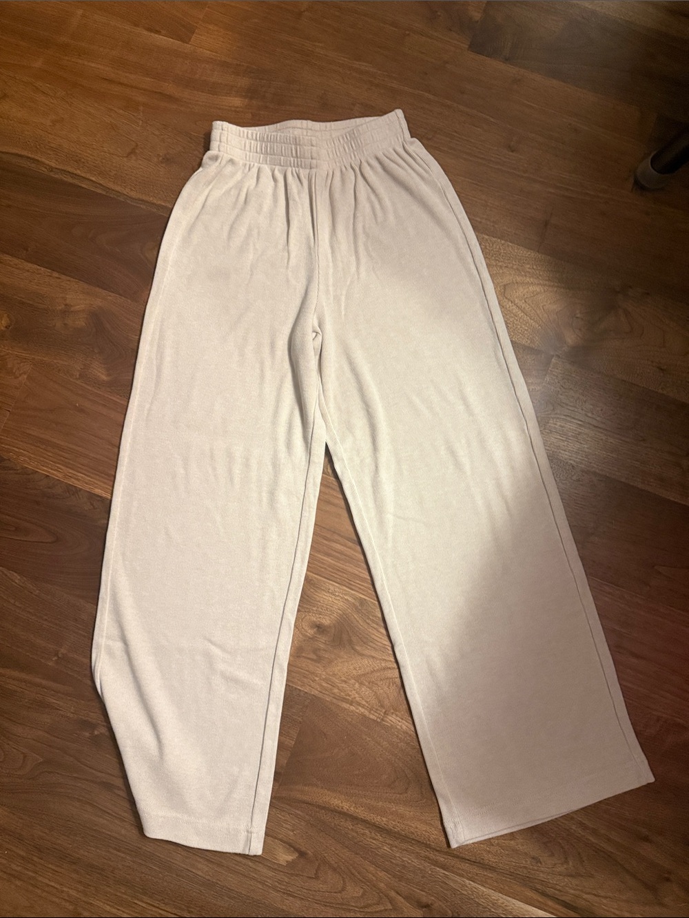 Zara Cream Wide-Leg Knit Joggers for Kids
